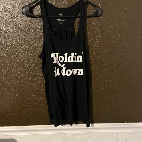 Black Racerback ‘Holdin It Down’ Tank by Her Little Wolves, Size Medium - Picture 2 of 4